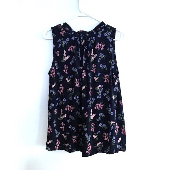 Loft Floral Shirred Tie Neck Top Sz Med NWT - Picture 5 of 6